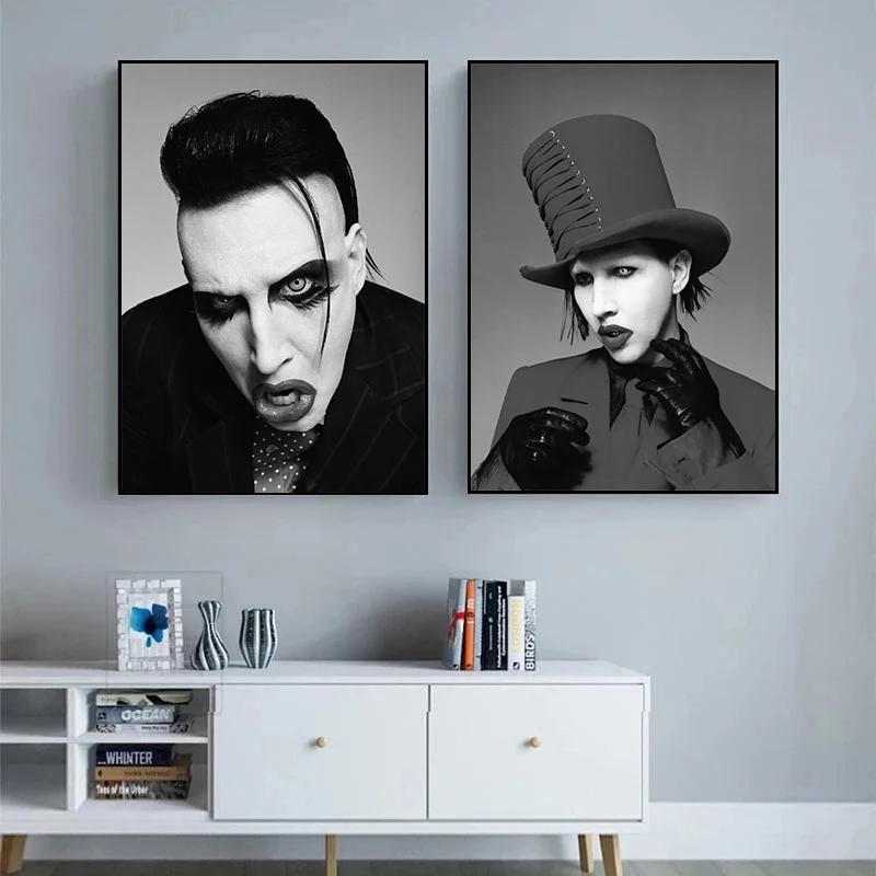 Rock Singer Marilyn Manson Posters and Print Canvas Painting Modern Wall Art Pictures for Study Wall Decoration Room Home Mural