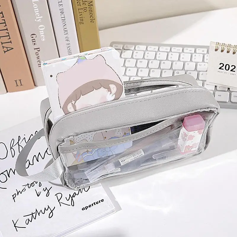 Transparent Pencil Case Large Capacity Pencil Pouch School Supplies Pen Case School Pencil Cases Stationery Pencilcase