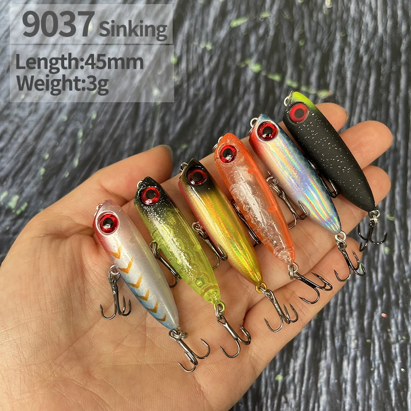 1pcs 45mm 3g Sinking Pencil Fishing Lures Mini Popper Walking Dog Artificial Hard Bait Pesca Wobbler Swimbait Tackle Accessories