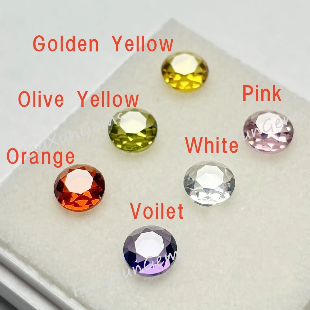 5A Quality 5~7mm Olive Yellow  Round  Flat bottom facet Cut AAAAA Loose CZ Stone Cubic Zirconia Gemstone CZ Gemstones