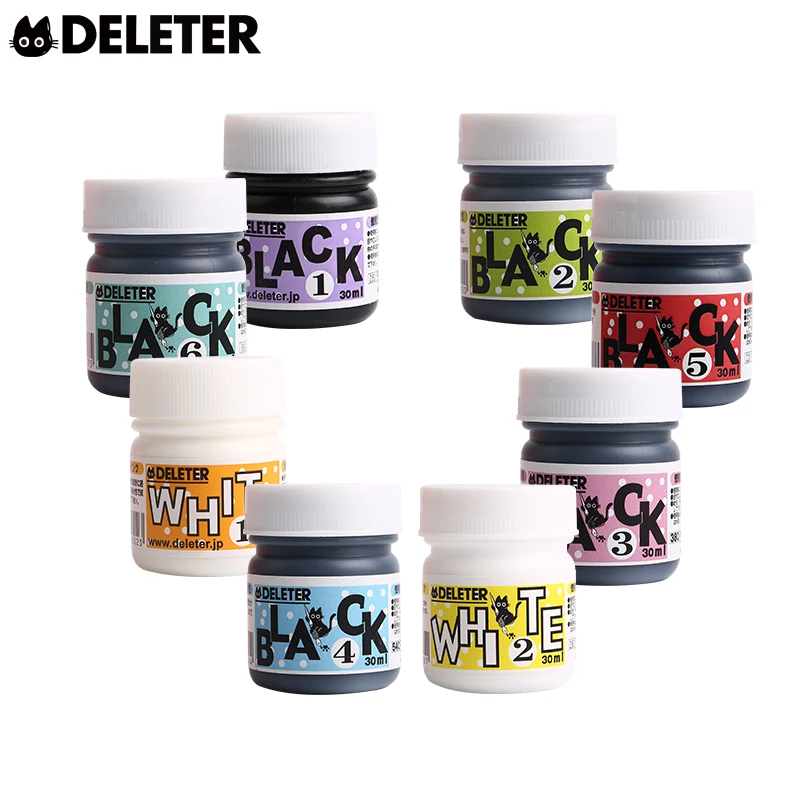 Japan deleter series waterproof ink / manga ink / white ink dip pen black ink correction fluid 30ml drawing tools art supplies