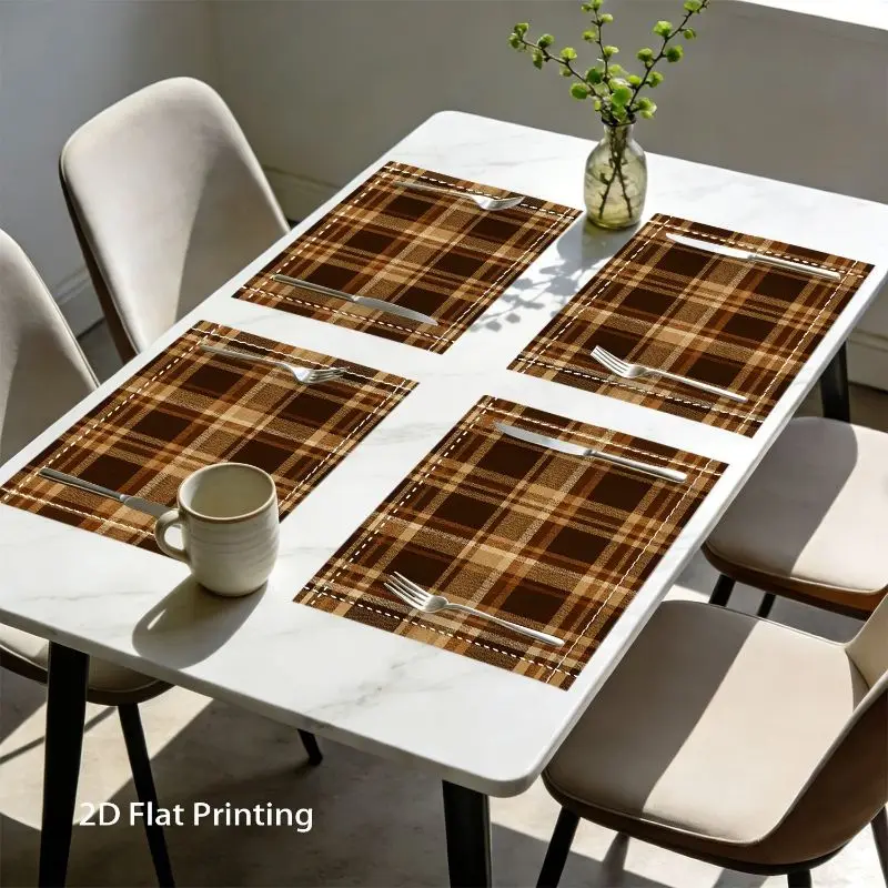 2/4/6PCS Minimalist Geometric Color Block Placemats Heat Resistant Washable Non Slip Dining Table Mats Kitchen Home Decor
