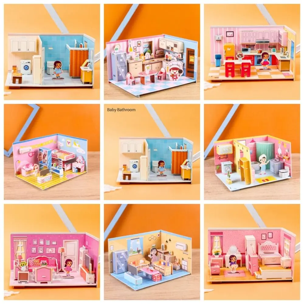 

Kindergarten Gift Paper Paper Puzzle 3D Handmade Handmade DIY Room Kitchen Bathroom Room 3D Puzzle Boys Girls Toys