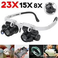 8X/15X/23X Telescopic Jeweler Magnifier Loupes With LED Light Len Magnifying Glass for Precision Work Eyewear Reading Watchmaker