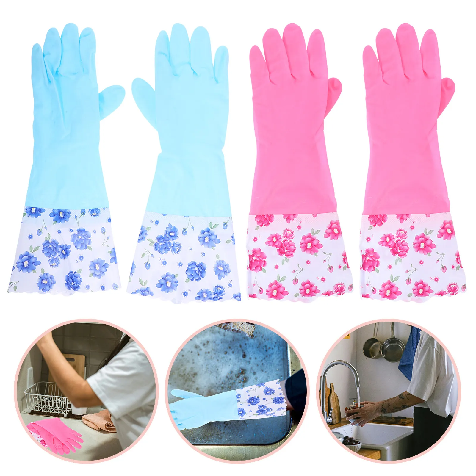 

3pcs Dishwashing Heavy Duty Cleaning Gloves Non-Slip Kitchen Household Gloves For Washing Dishes Gardening Reusable