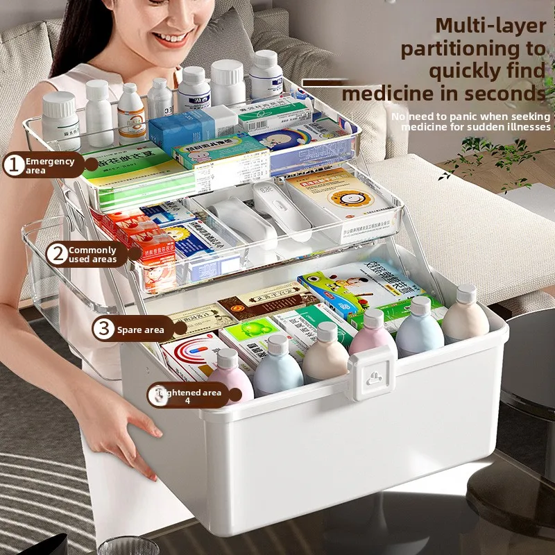

Large Capacity Multi layer Moisture proof Home First Aid Medicine Box Large Size Sorting Storage Container For Family Daily Use