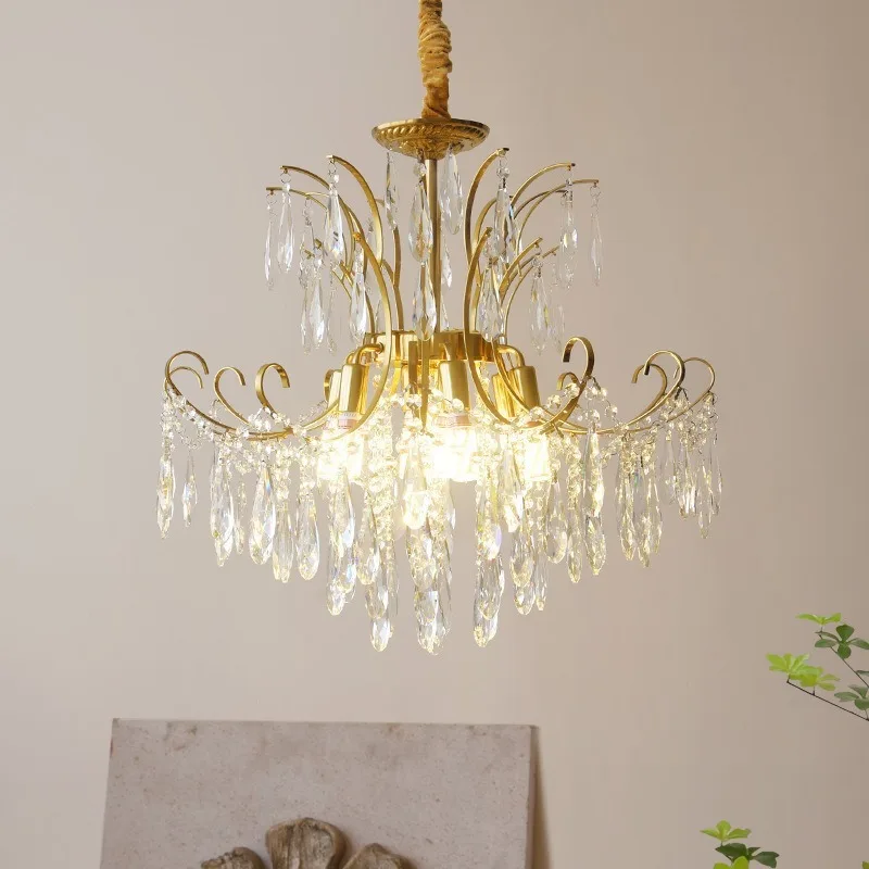 French romantic crystal chandelier living room dining room American retro light luxury bedroom dining room lighting fixtures