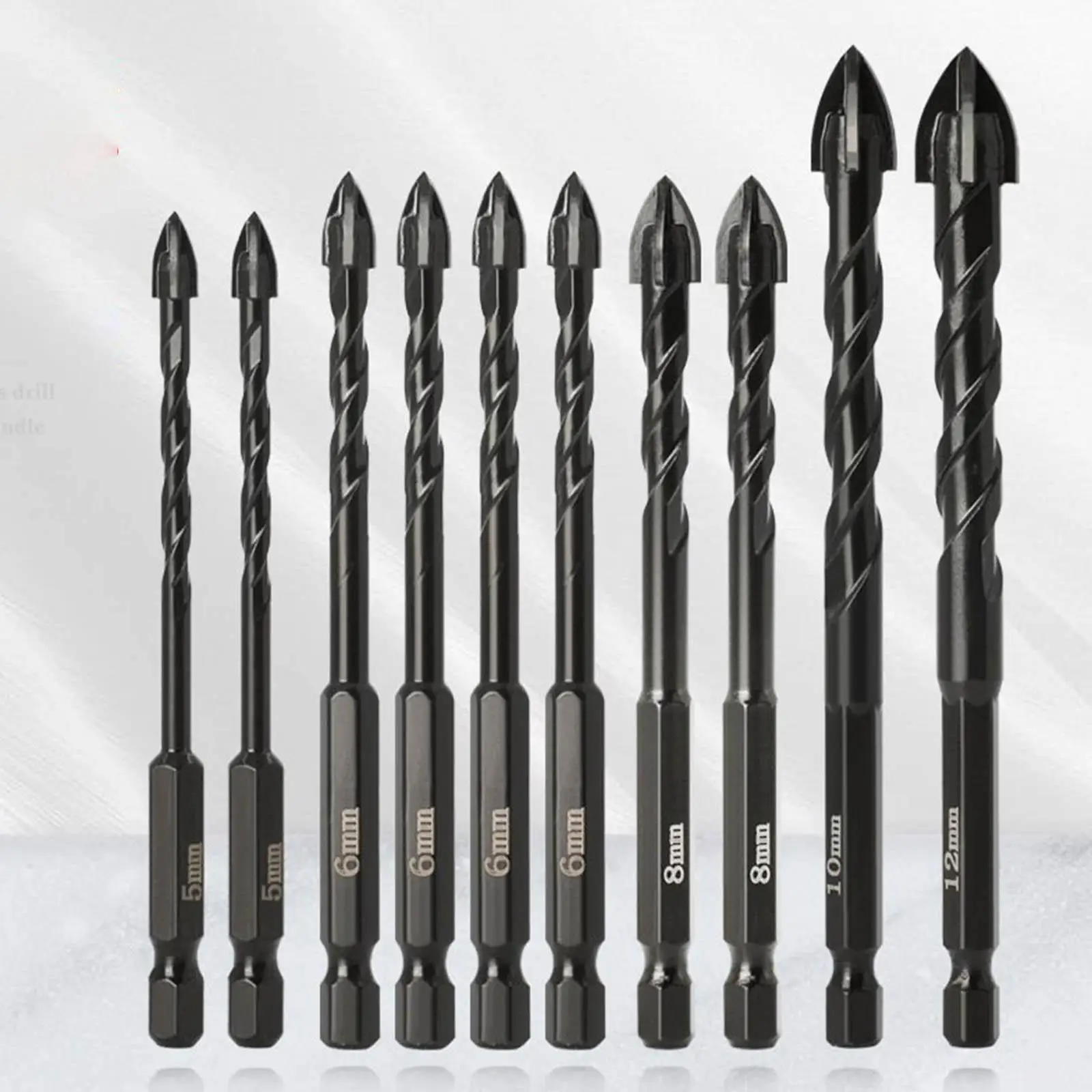 

10Pcs Alloy Masonry Drill Triangle Bit Tool Kit Industrial Strength Carbide Drill Drill for Brick Cement Tile