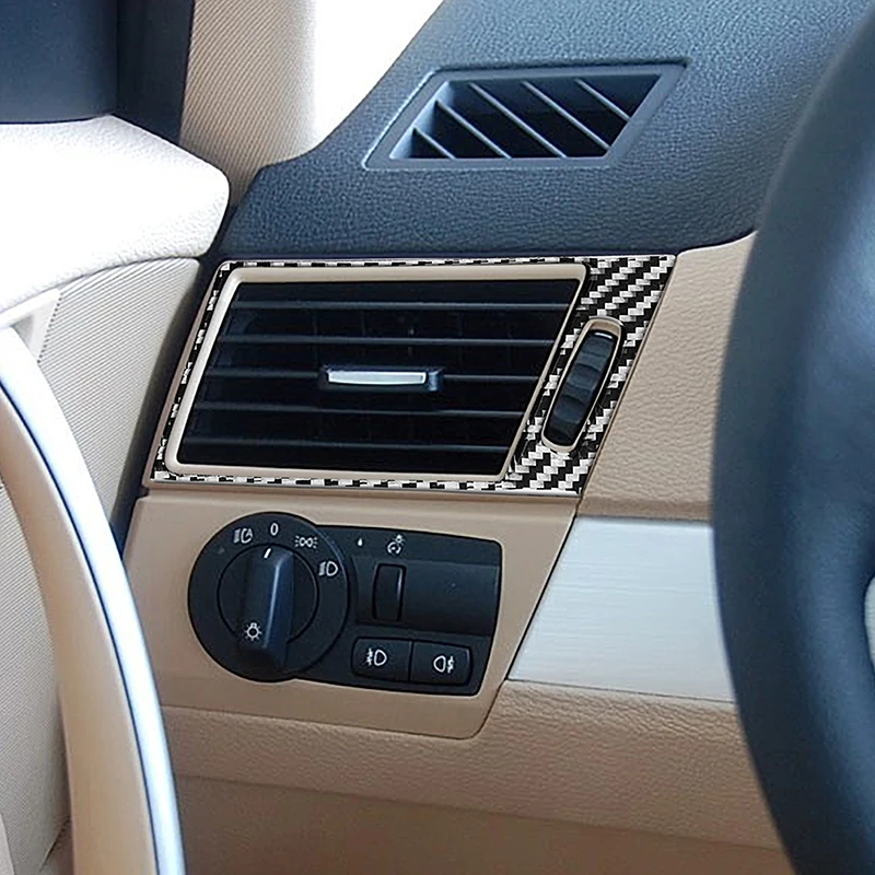 

Для BMW X3 E83 2006-2010 автомобильная консоль из углеродного волокна, боковая розетка для кондиционера, декоративная рамка, декоративные полоски, аксессуары для интерьера