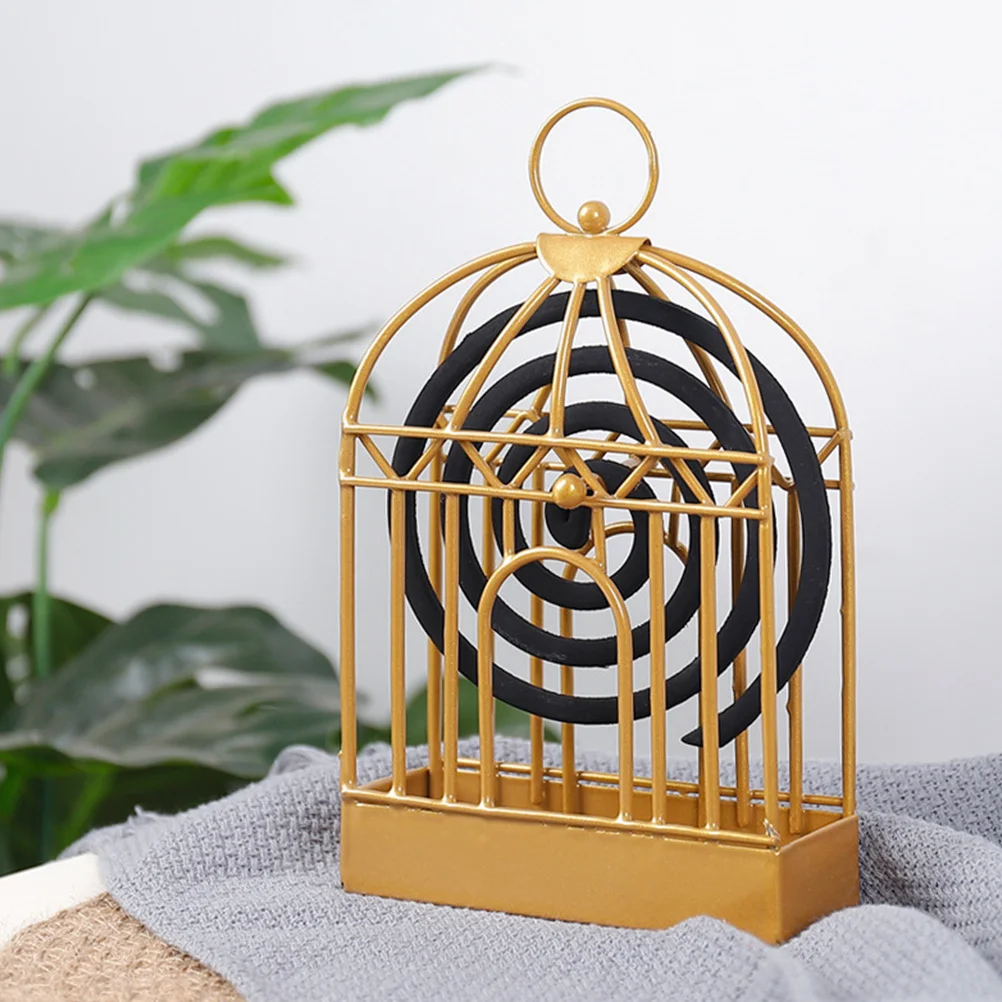 

1Pcs Iron Holder Nordic Birdcage Style Incense Rack Ash Trough Storage Safe Box Home Use
