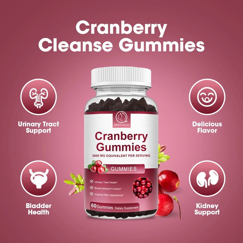 Organic Cranberry Gummies Rich in Vitamin C Support Urinary Health Clean the Urinary Tract and Kidneys Relieve Urinary Pain