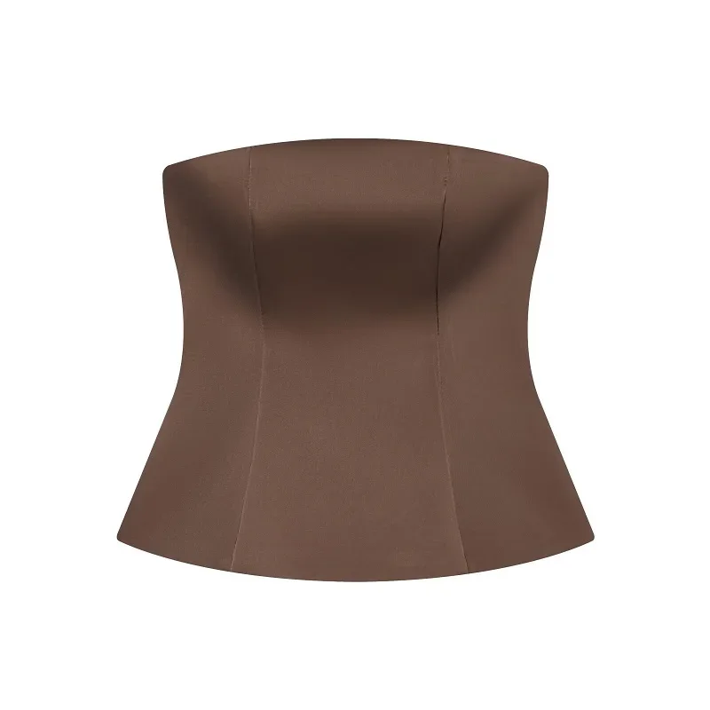 MUJER Satin Corset Top Woman off Shoulder Crop Top Women Sexy Backless Bustier Tops for Women Sleeveless Tank Tops Lady Sets