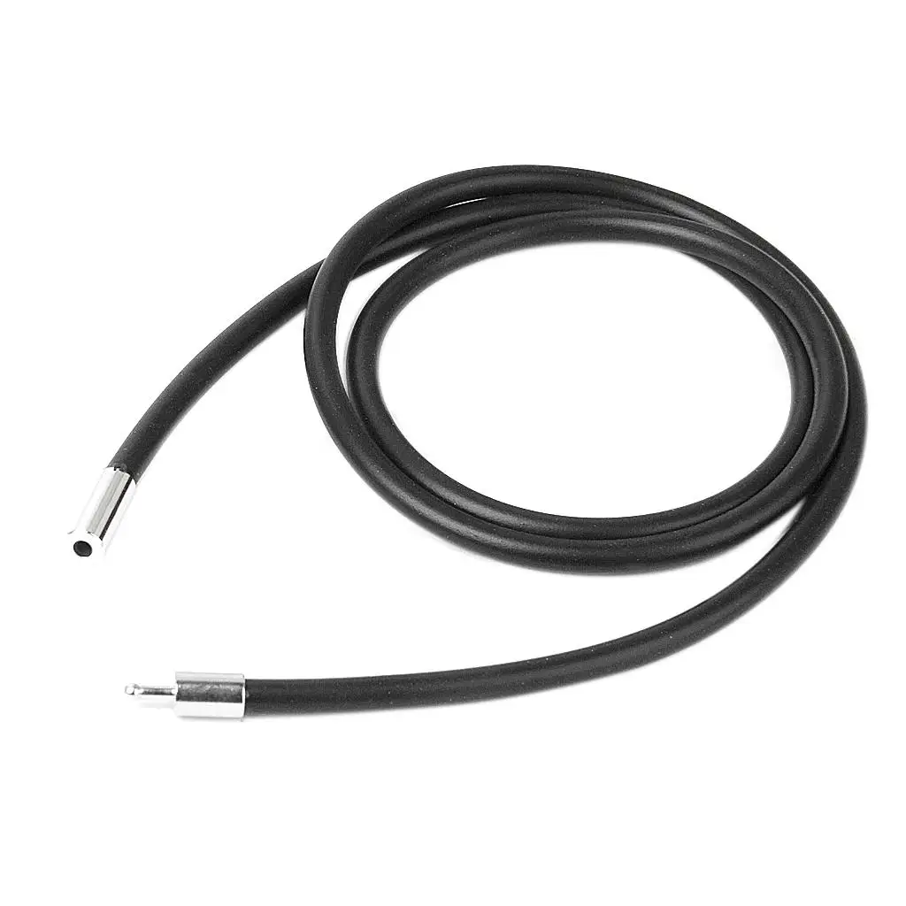 Black Rubber Cord Chain Necklace 3mm Mental Stainless Steel Connect Clasp