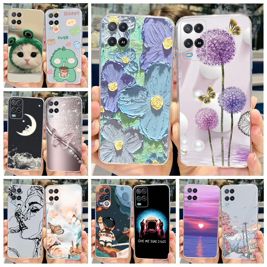 For Oppo A54 A74 A94 4G Case Colorful Flowers Painted Cover Soft Slim Phone Case For Oppo A74 A 54 94 OppoA54 OppoA94 Capa Coque