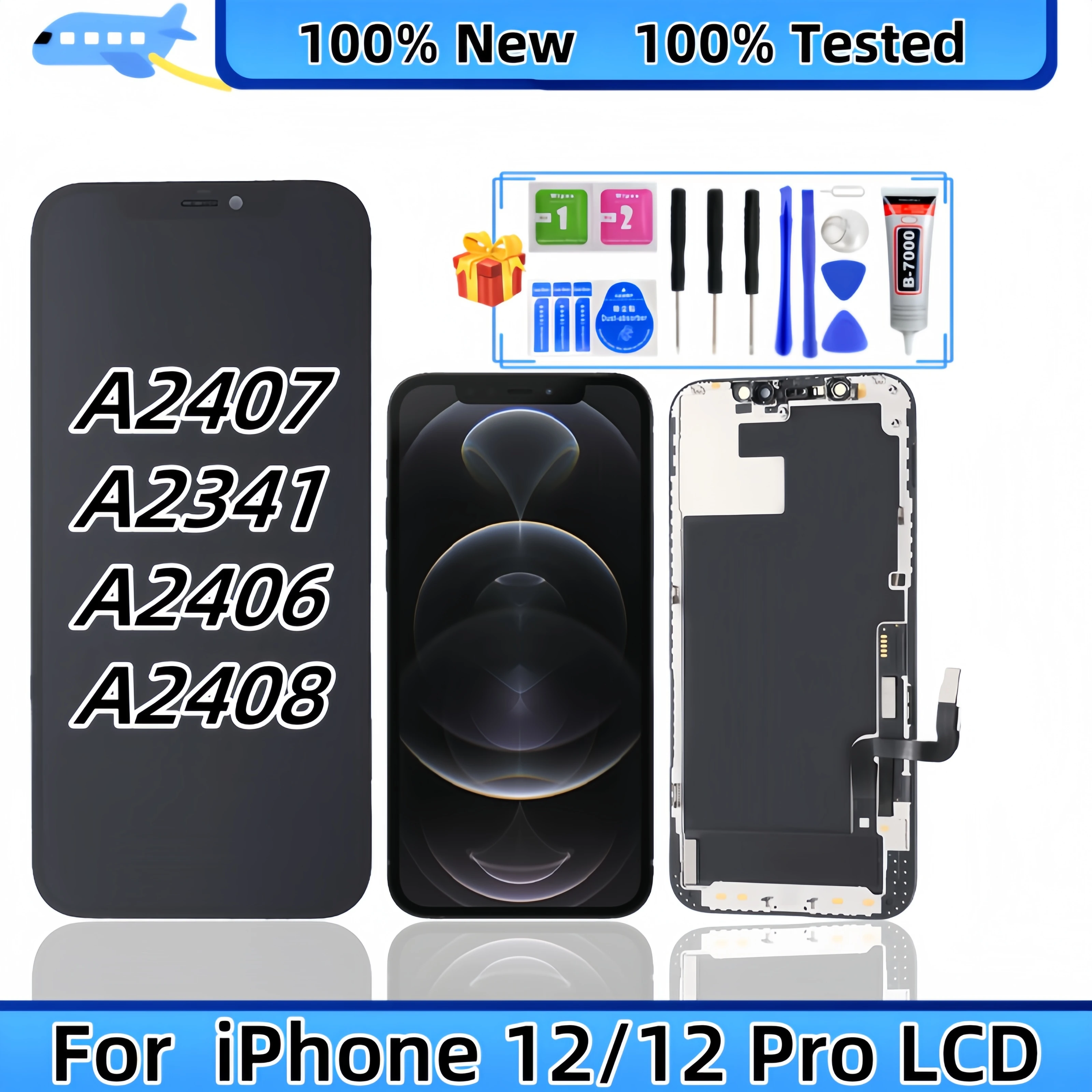 

For iPhone 12 Pro iPhone 12 A2407 A2341 A2406 A2408 LCD Display Touch Screen Digitizer Assembly Replacement