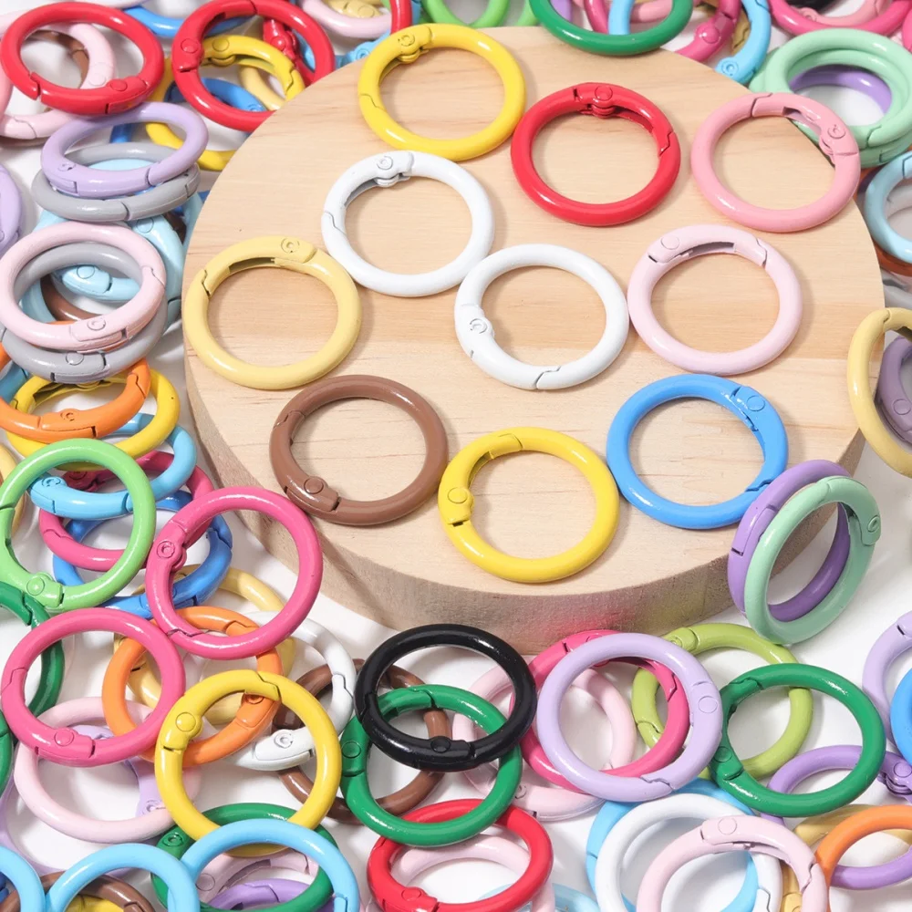 10pcs/lot Colorful Spring Clasps Openable Round Carabiner Keychain Bag Clips Hook Dog Chain Buckles Connector For DIY Jewelry