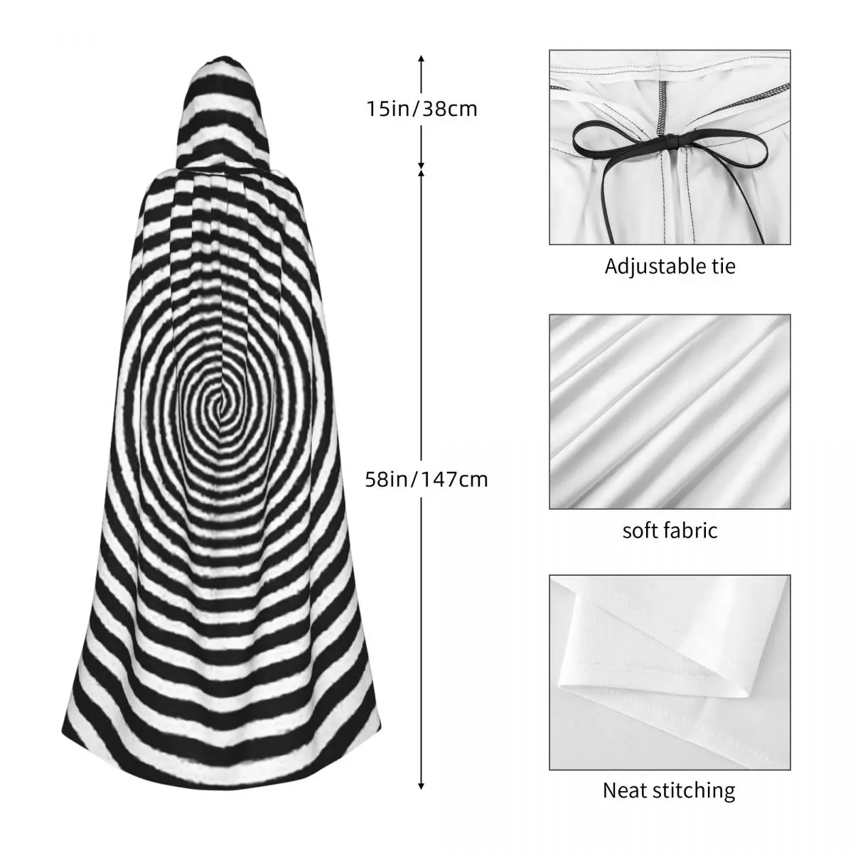 مخدر دوامة طويلة مقنعين عباءة الساحرة القرون الوسطى زي تأثيري كيب هالوين معطف الكبار للجنسين
