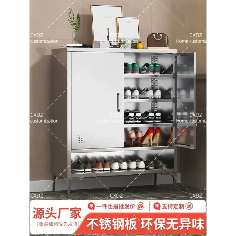Custom Stainless Steel Shoe Cabinet Waterproof Sunproof Large Capacity Storage Locker for Household Balcony Home Organization