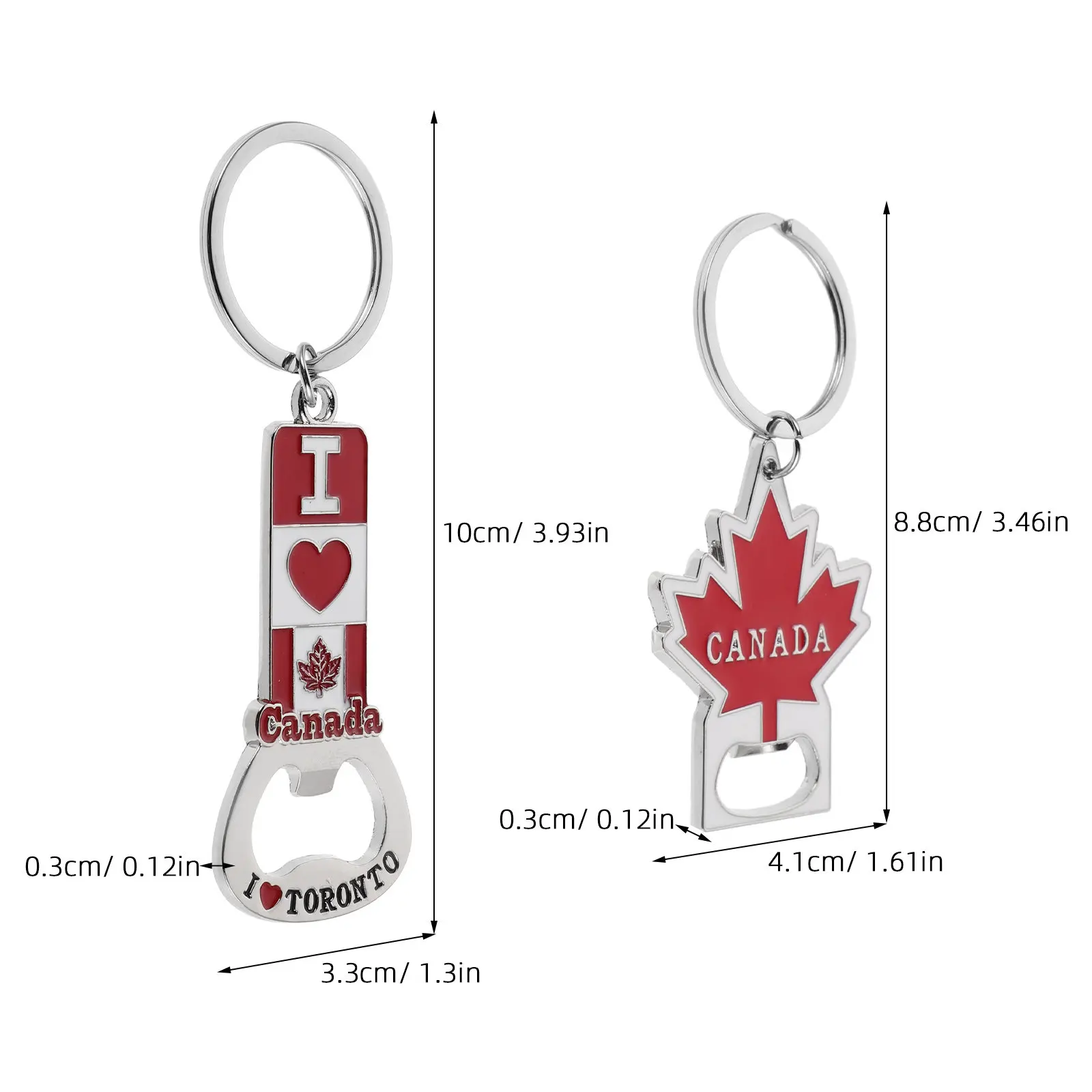 4Pcs Canada Flag Bottle Opener Keychain Metal Maple Leaf Souvenir Travel Keyring Portable Party Favor Souvenir Gift