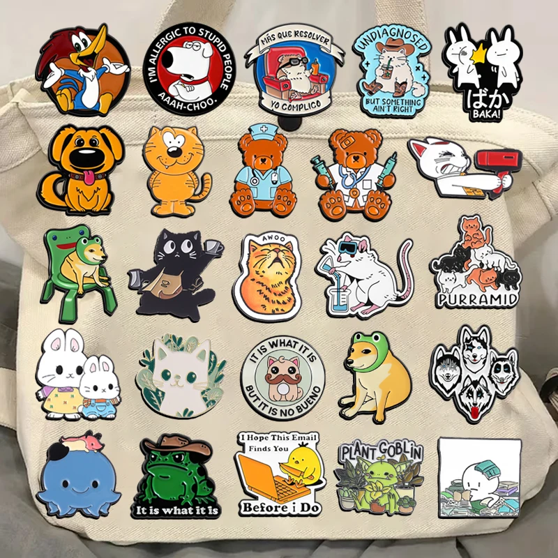 

31Styles Cartoon Animal Collection Enamel Pins Cute Woodpecker Dog Western Cowboy Cat Anime Brooches Lapel Badge Jewelry Gifts