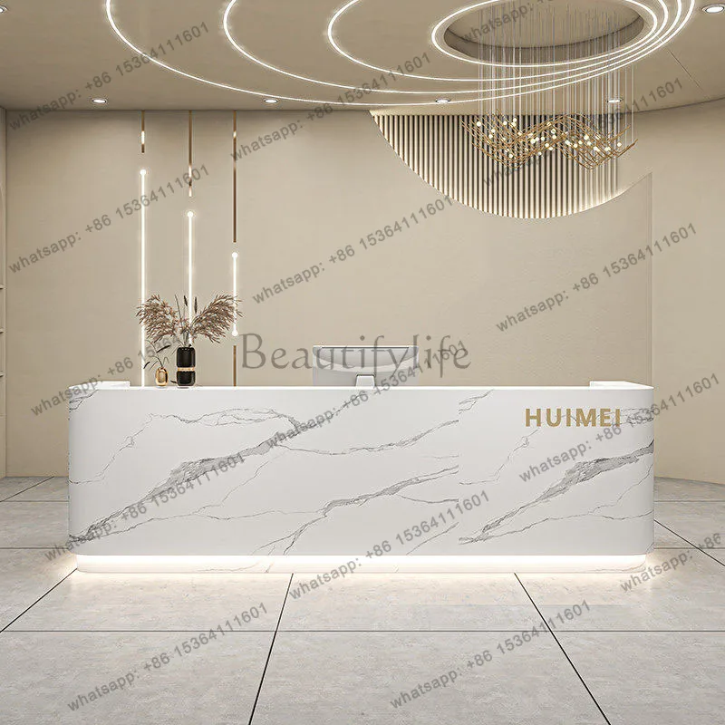 LJY Modern Light Luxury Reception Desks Elegant Service Counter Commericial Reception Desks Welcome Display Bureau Office Furnit