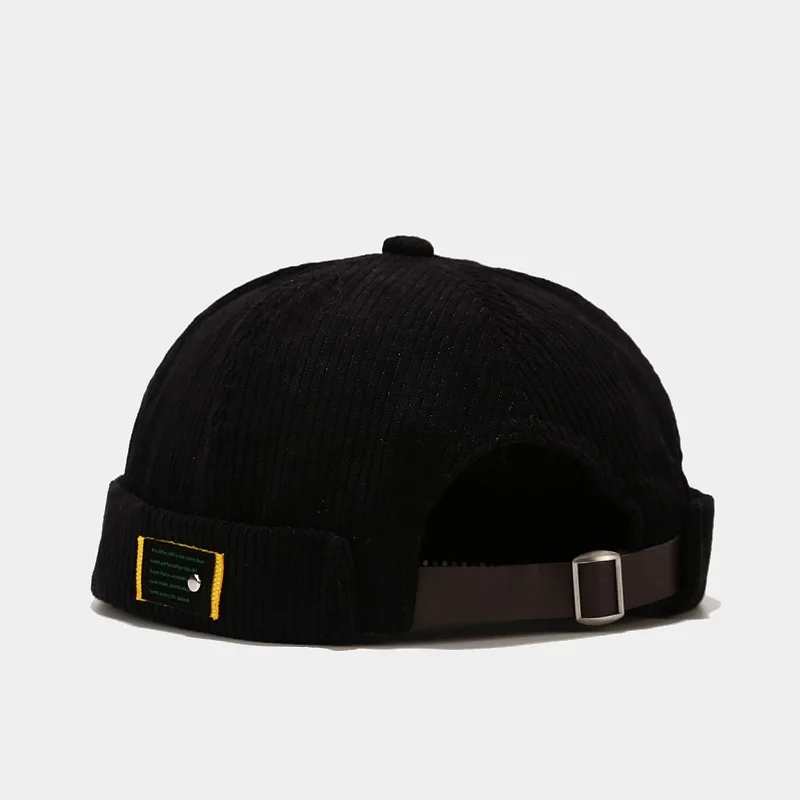 Corduroy Brimless Harbour Hat Rolled Cuff Retro Beanie Hat Skullcap Street Casual Sailor Cap for Men Women