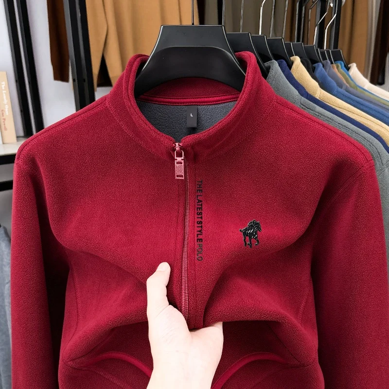 حار بيع الفاخرة جودة الرجال الوقوف طوق سستة معطف جديد وصول مريحة الحصان طباعة سترة الشتاء الأعمال الرجالية