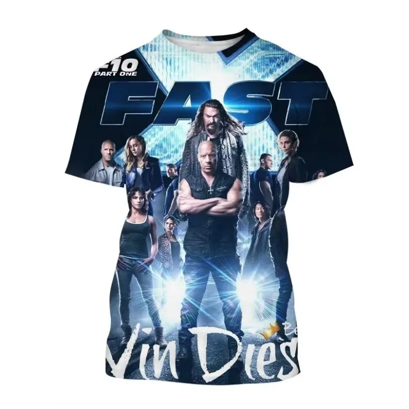 Fashion Casual Men's Clothing Cool Style The Fast and Furious 3D Print T-shirt Hip-hop Harajuku Street Round Neck Short Sleeve