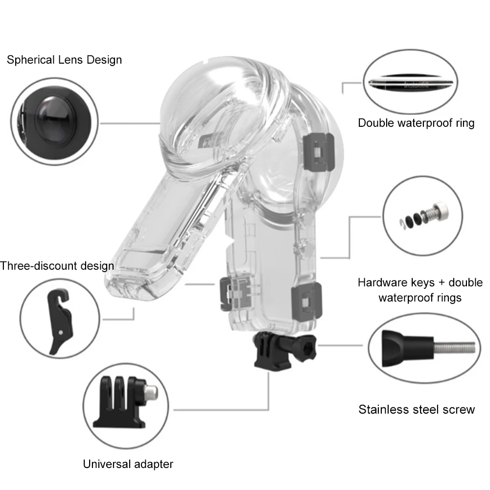 ダイビングケース Insta 360 X5 防水ハウジングカバー水中プロテクターアンチスクラッチ不可視ダイビングケースカメラアクセサリー
