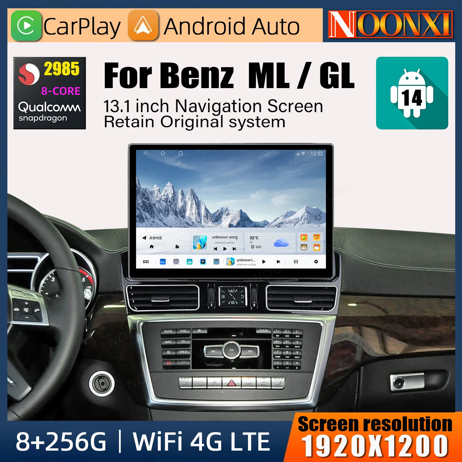 Android 14 Car Radio For Mercedes Benz ML W166 ML350 GL X166 2012-2015 GPS Navi Carplay Android Auto Multimedia Player DSP WIFI