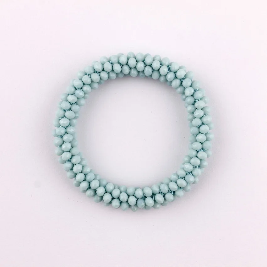 Spiral Thick Faceted Beaded Knitted Woven Elastic Bracelets
