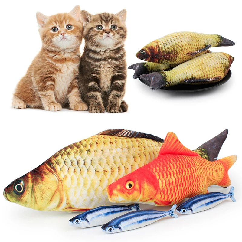 Cat Simulation Fish Dolls Interactive Cat Toy 18cm Moving Floppy Wagging Catnip Chew Bite Kitten Teaser Pet Supplies