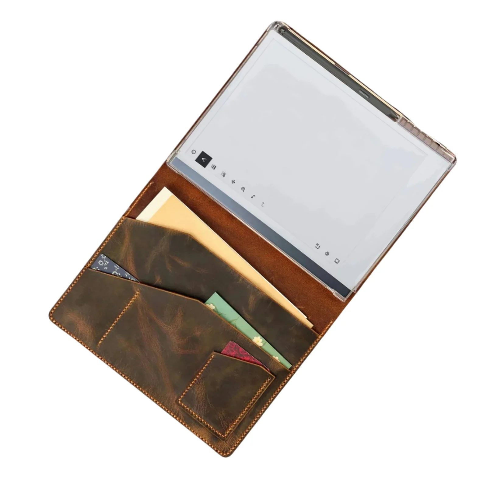 

Personalized Genuine Leather Folio Case for ReMarkable Paper Pro Protective Shell with Pen Holder Student stationery supplies