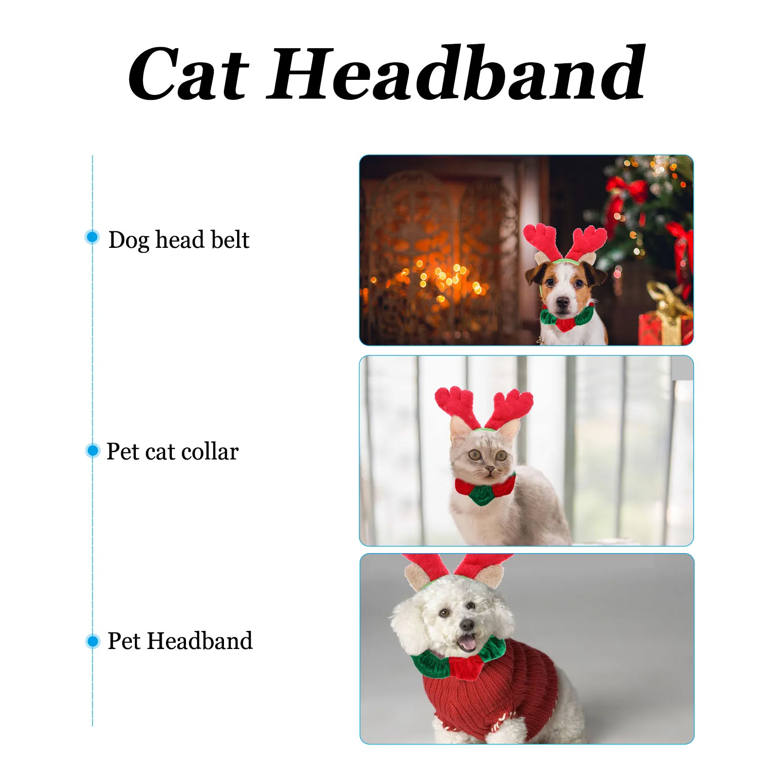 

Pet Antler Headband Reindeer Antlers Christmas Cat Hairband Dog Headdress Costumes