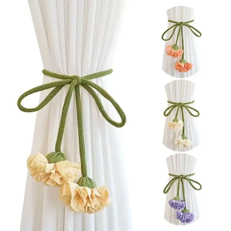 Modische Blumenförmige Vorhanghalter Elastisches Band Fenstervorhang-Schnallen Wohnzimmer Kinderzimmer Verstellbare Vorhangseilhalter