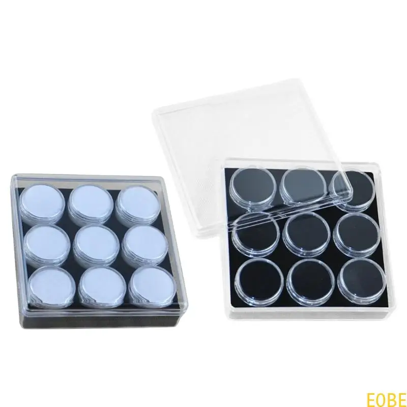

E0BE High Transparency Acrylic Gemstones Storage Container with Rotating Lid and 9 Compartment for Jewelry Enthusiasts