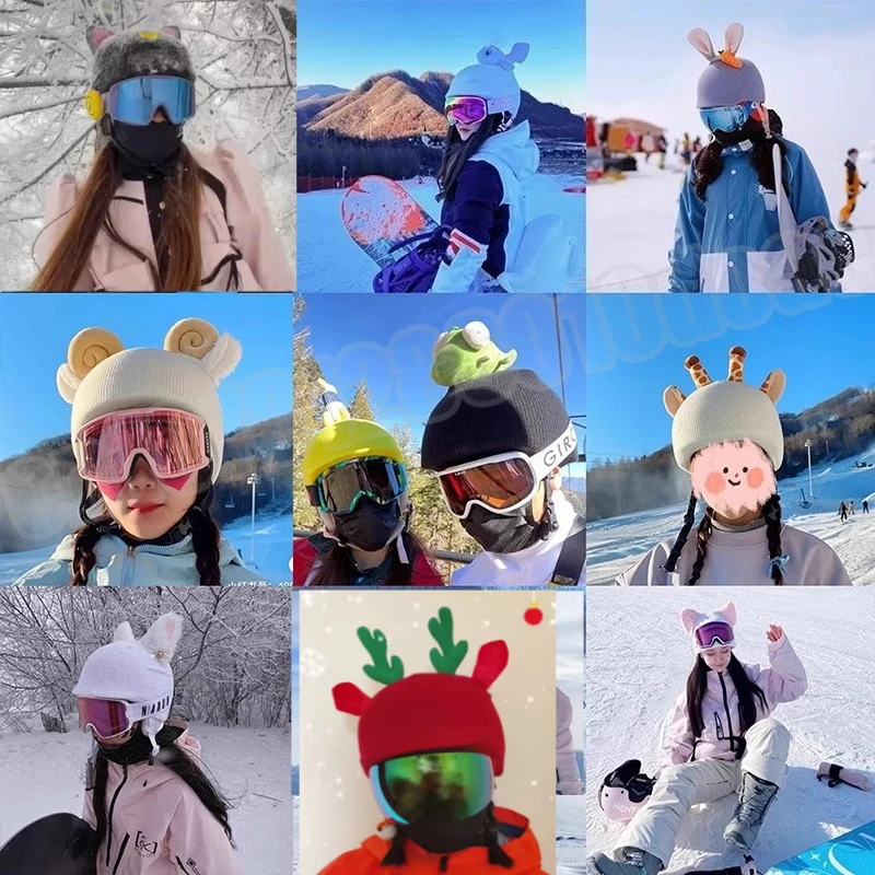 

Милый вязаный чехол для лыжного шлема для женщин и мужчин, моющиеся аксессуары для сноуборда, спорт на открытом воздухе