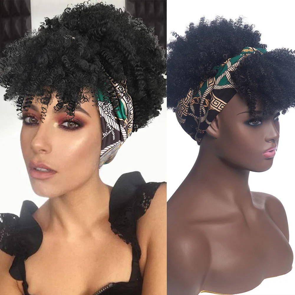 

Wig Women's Short Curly Hair Small Curly Exploding Hair Headbandana Wigs