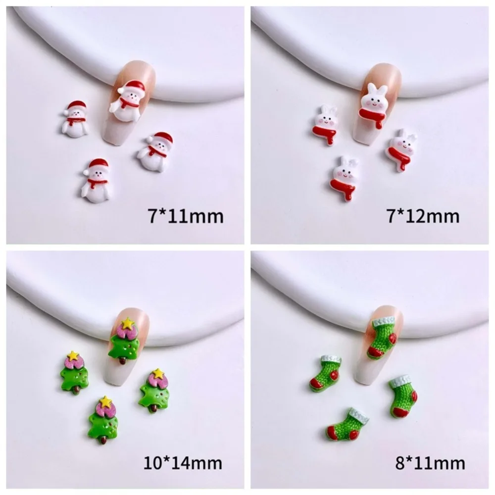 10개/세트 크리스마스 네일 아트 참 크리스마스 네일 장식 네일 용품 크리스마스 트리 크리스마스 네일 라인스톤