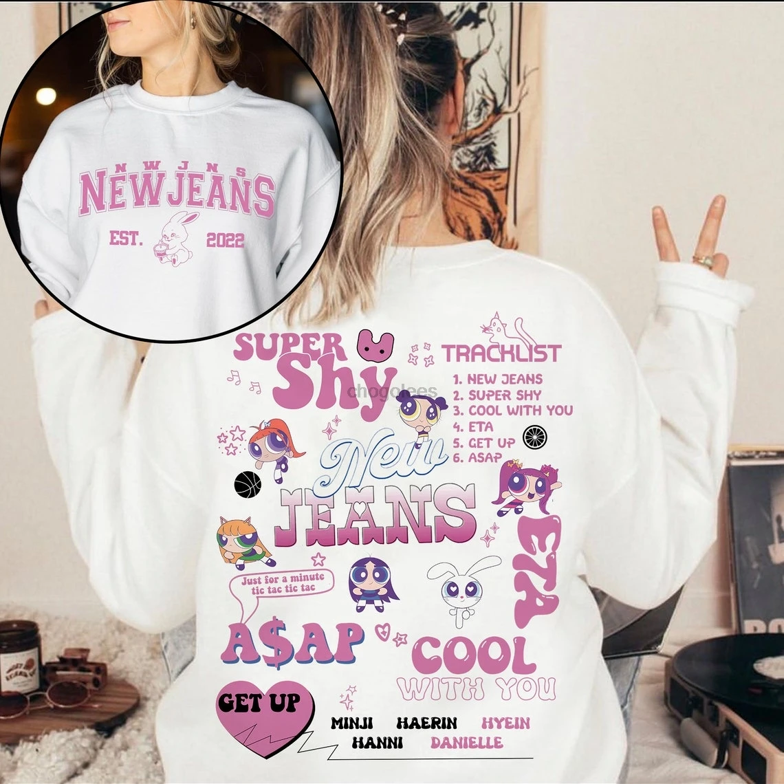 احصل على ألبوم البلوز 2nd EP Shirt Time to Bunny Minji Hanni Danielle Haerin Hyein Tee