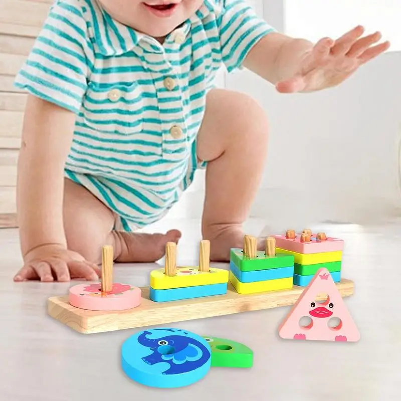 Shape Sorting Toy Color Recognition Shape Sorter Puzzles Learning Shape Color Board Game Animal Pattern Blocks For Boys And