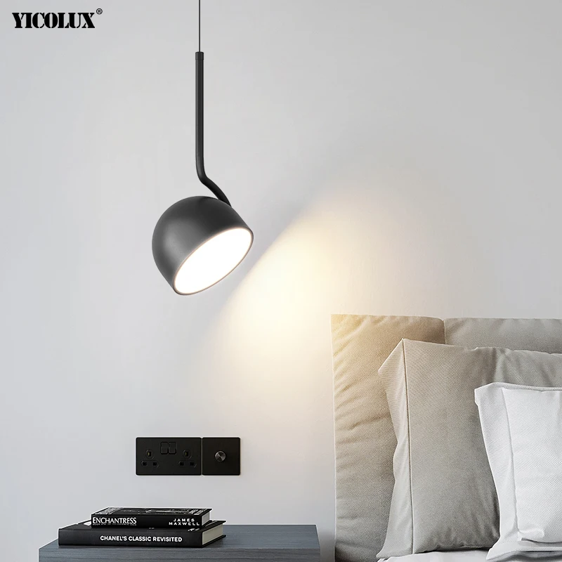 

Dimming Simple Black White New LED Modern Pendant Lights Living Study Dining Room Bedroom Bedside Bar Loft Lamps Indoor Lighting