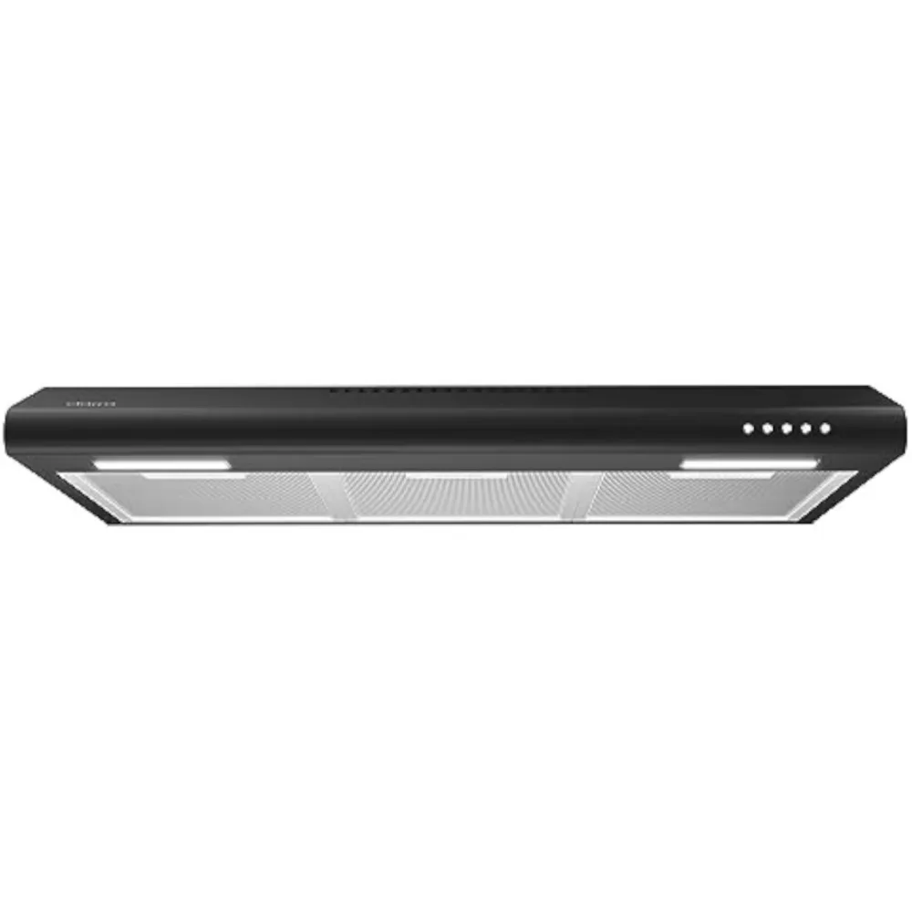 Ductless Range Hood 30 inch with Anti-fingerprint Design, Black Kitchen Vent Hoods with 3 Speed Exhaust Fan