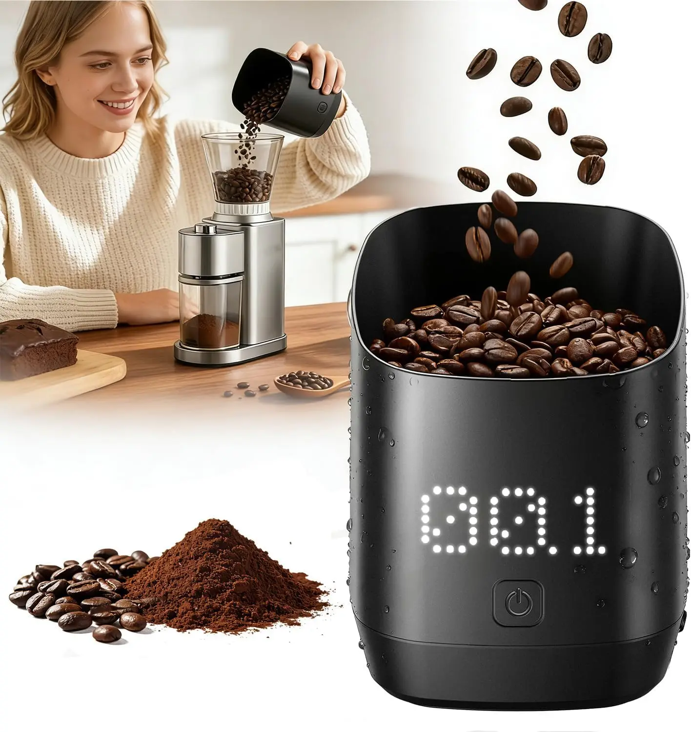 Digital Coffee Scale, Precision 500/g0.1g Coffee Bean Dosing Cup with LED Scale Espresso Coffee Maker Accessory for Home Barista