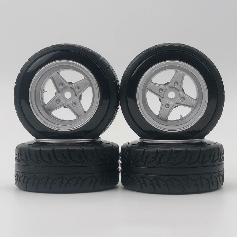 4pcs 3mm Offset 1/10 Scale Plastic Wheels Rims 12mm Nut with Hard Plastic Tires Tyres RC Car Drift On Road Touring Model Hobby