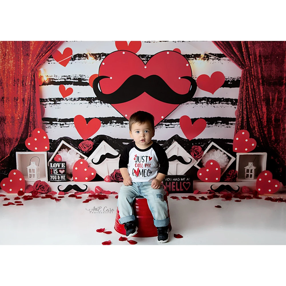 Red Heart Photography Backdrop Curtain Decoration Valentine's Day Photo Background Cloth Adult Kids Portrait Photo Studio Props