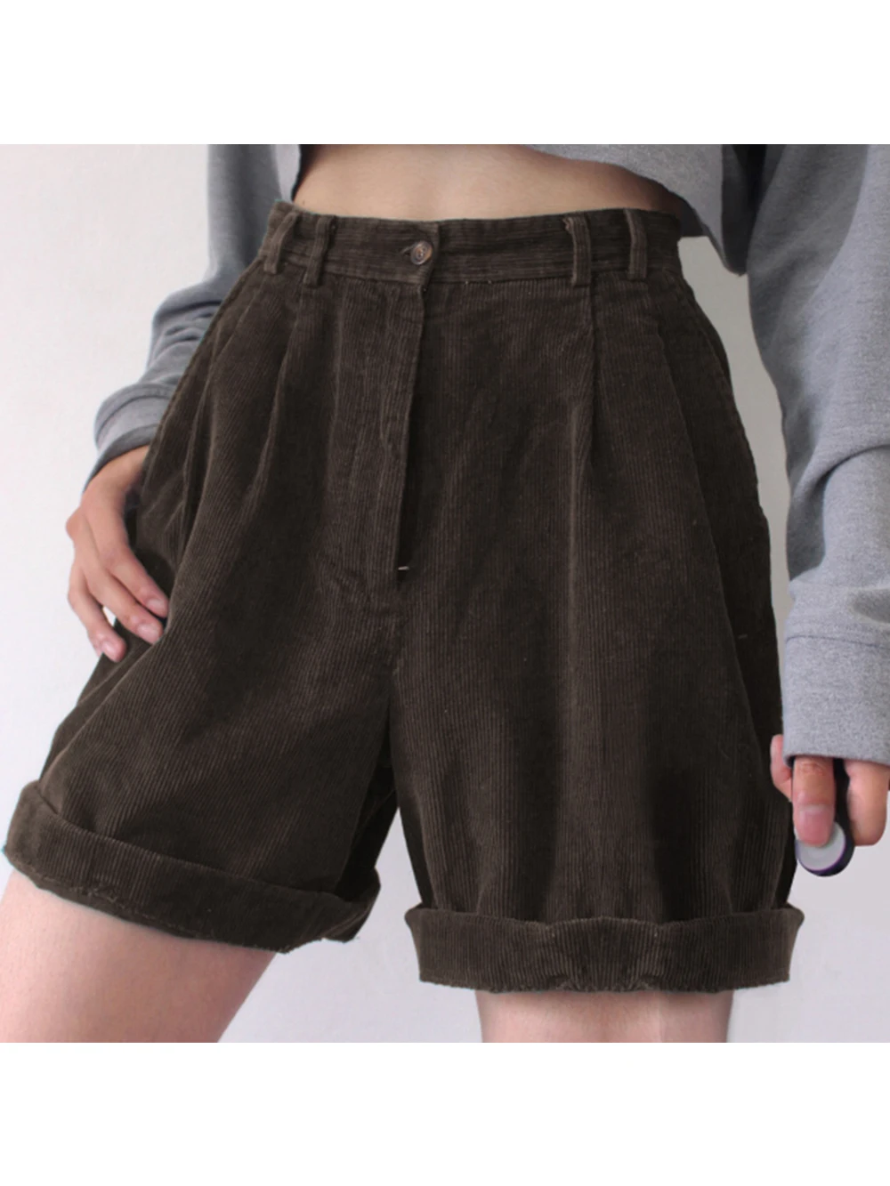 

High Waist Vintage Boyfriend Style 2024 Casual Solid Women Streetwear Ladies Shorts Classic