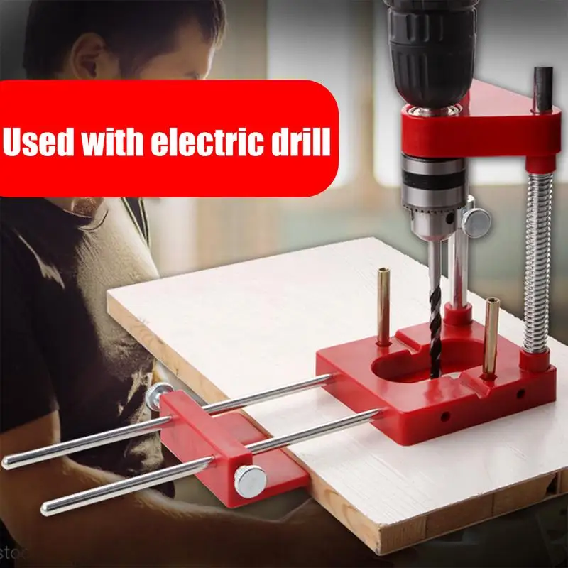 Woodworking Drill Locator Drilling Jig Punch Locator Holder Drill Guide Fixture with Scale Precise Positioner Woodworking Tool