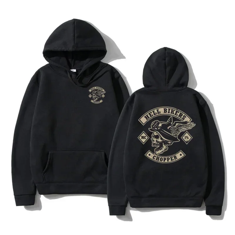 Katoenen Sweatshirt Met Capuchon Voor Mannen En Vrouwen Unisex Sweater Met Hell Bikers, Chopper, 2K