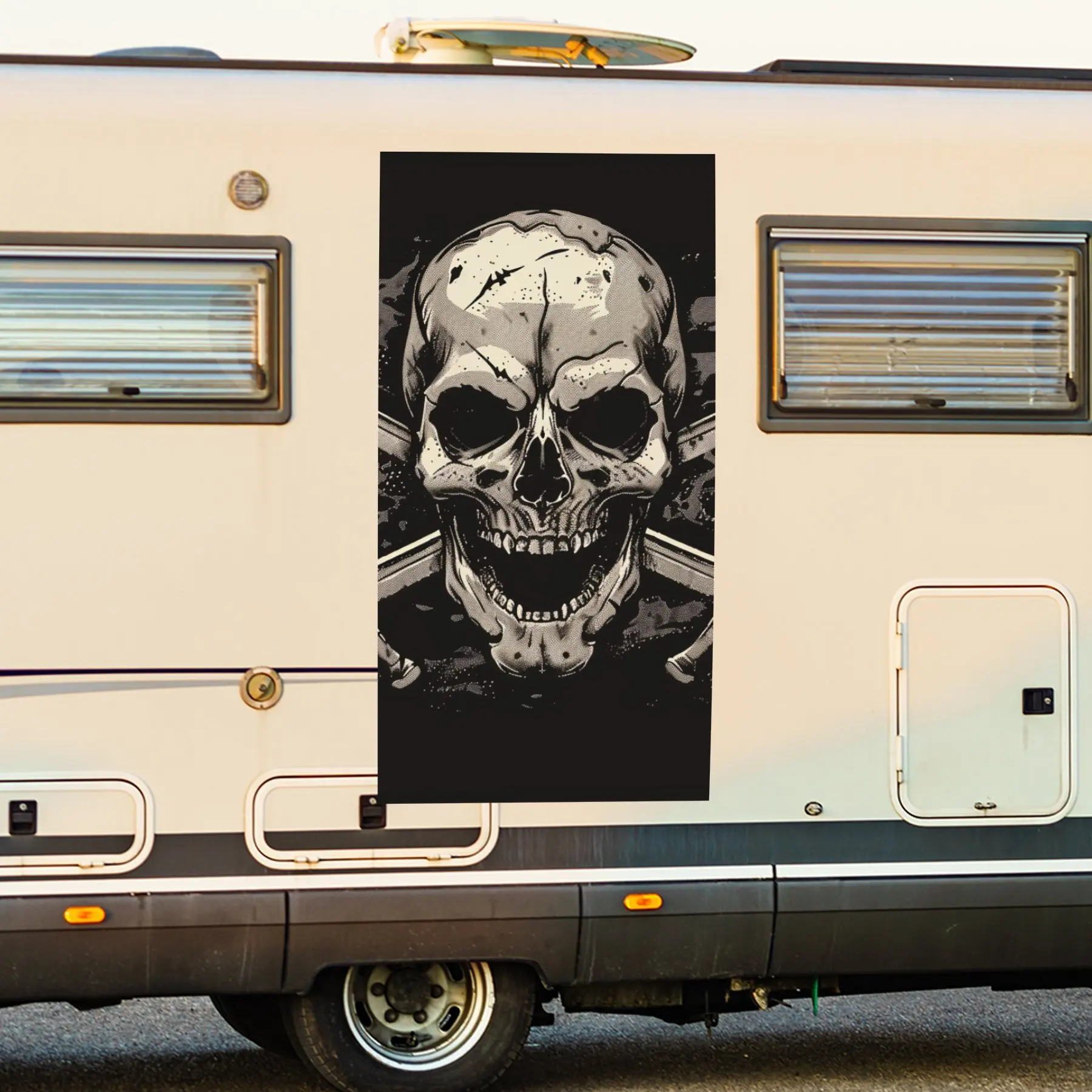 

Pirate Skull Vinyl Decal for Motorhome Car Door, Waterproof Self-Adhesive Vinyl Stickers, Decoration Protection Automotive Car V